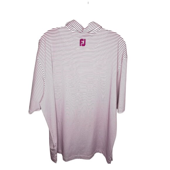 FootJoy FJ Striped Polo Shirt XL Waikoloa White Pink Short Sleeve Golf Hawaii - Picture 2 of 5
